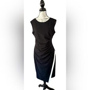 Calvin Klein Black Sleeveless Ruched Sheath Dress | Size 8